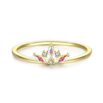 Charming Crown Rainbow Fire Color Delicate Sterling AAA+ CZ Diamonds Ring - The Jewellery Supermarket